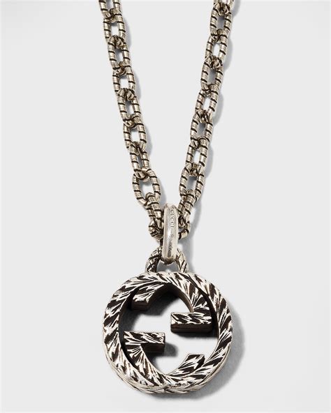 gucci men necklace|Gucci silver interlocking necklace.